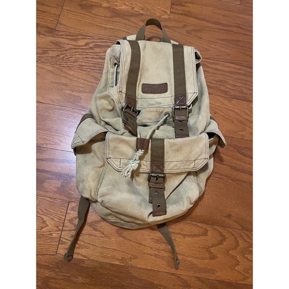 Gootium Canvas Rucksack Backpack Bag Drawstring Buckle Close Messenger Outdoor